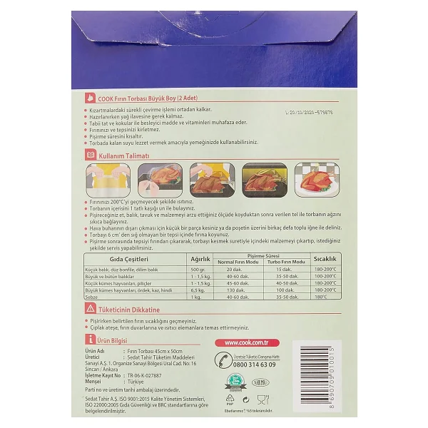 Cook Fırın Torbası, Büyük Boy 45 cm x 50 cm (2 Adet/Kutu içi) 2li paket - Görsel 7