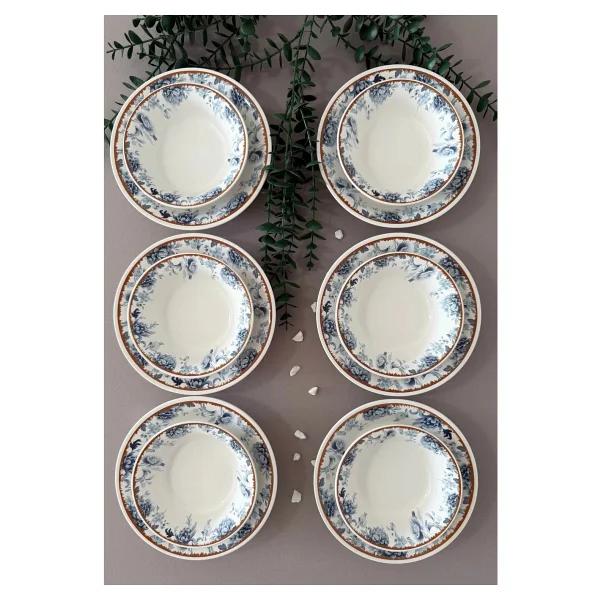 Yiğit Seramik Züccaciye Bluekitchen Model Rölyefli 6 Kişilik 12 Parça Modern Yemek Sofra Takımı - Görsel 5