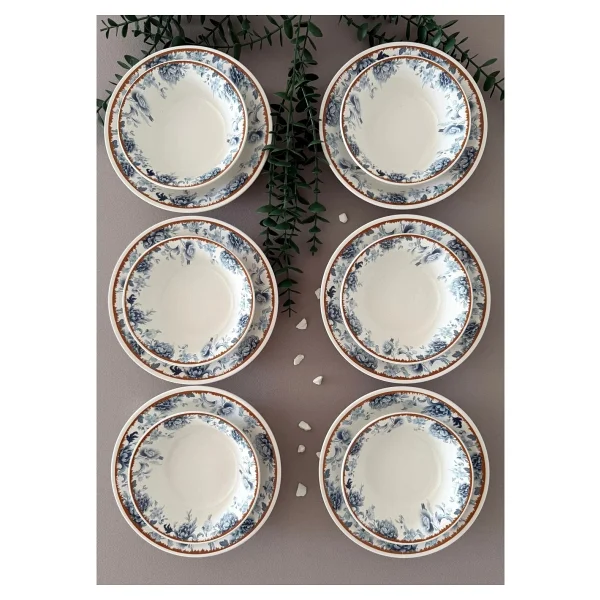 Yiğit Seramik Züccaciye Bluekitchen Model Rölyefli 6 Kişilik 12 Parça Modern Yemek Sofra Takımı - Görsel 2