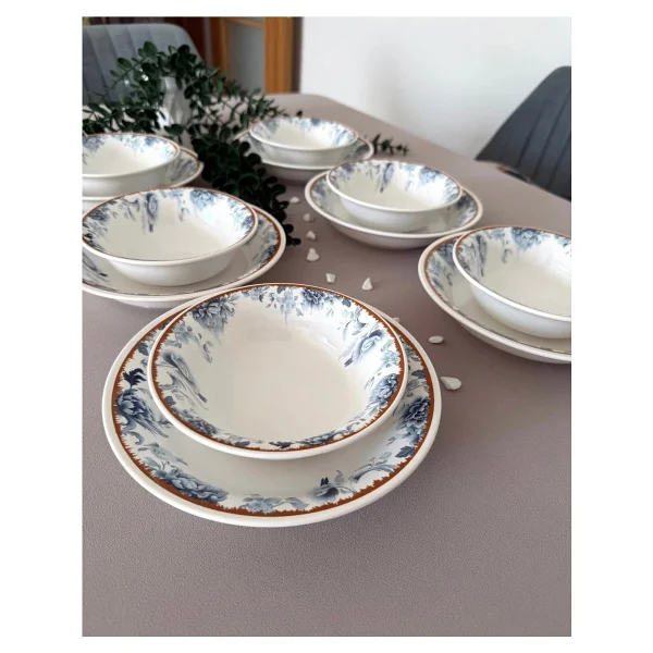 Yiğit Seramik Züccaciye Bluekitchen Model Rölyefli 6 Kişilik 12 Parça Modern Yemek Sofra Takımı - Görsel 3