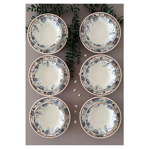 Yiğit Seramik Züccaciye Bluekitchen Model Rölyefli 6 Kişilik 12 Parça Modern Yemek Sofra Takımı - Görsel 4