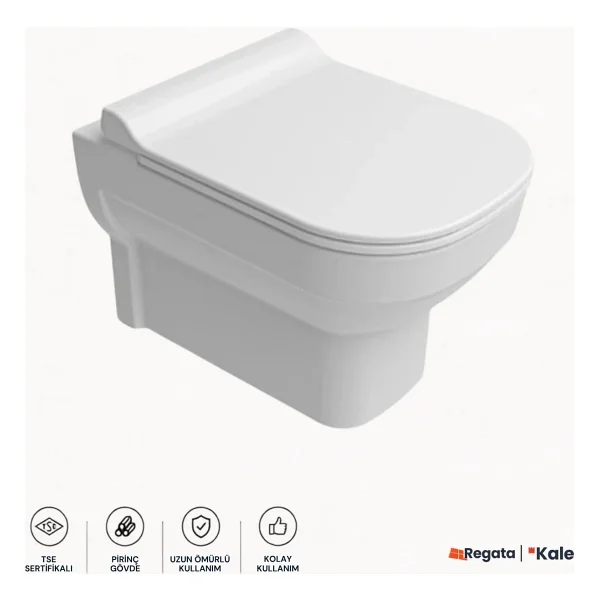 Kale Loft Kanalsız Asma Klozet + Ultra Slim Yavaş Kapanan Klozet Kapağı (Beyaz) - Görsel 2