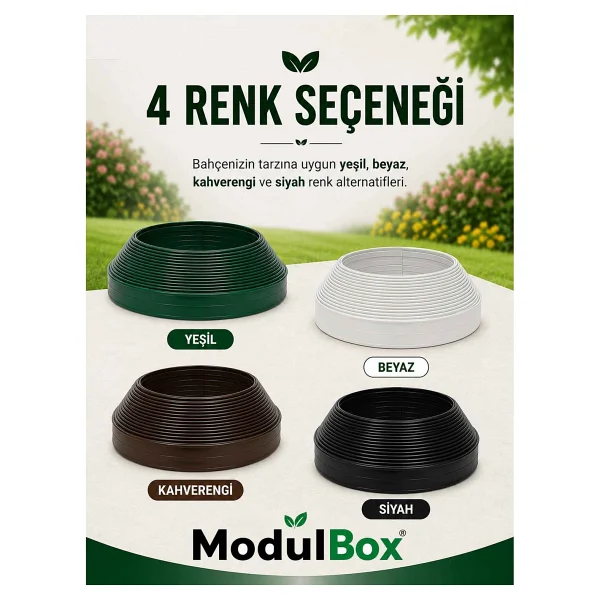 ModulBox Esnek PVC Çim Ayırıcı, Bahçe Peyzaj Düzenleyici, ( 10 Metre Yeşil ) Çim Sınırlayıcı Esnek Plastik ,Taş, Toprak Ayraç Bariyer Peyzaj Bordürü - Görsel 8