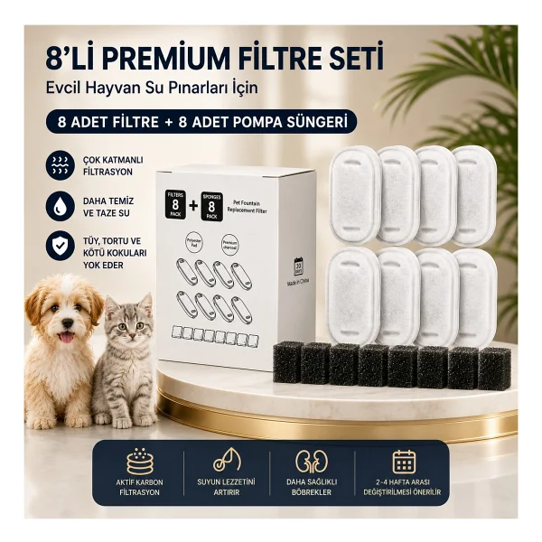 2.2l Paslanmaz Çelik Kedi Köpek Su Pınarı/su Sebili Model : SSPF-434 + 8'li Aktif Karbon Yedek Filtre Seti Başlangıç Paketi - Görsel 3