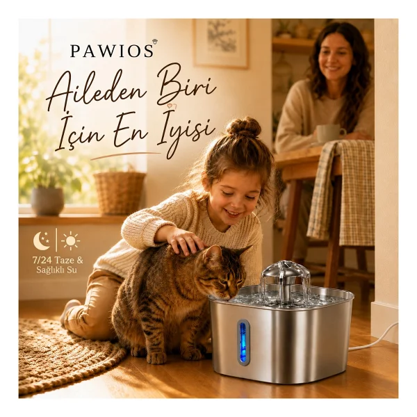 2.2l Paslanmaz Çelik Kedi Köpek Su Pınarı/su Sebili Model : SSPF-434 + 8'li Aktif Karbon Yedek Filtre Seti Başlangıç Paketi - Görsel 6