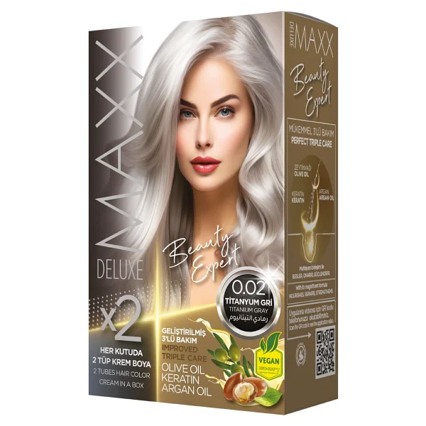 Maxx Deluxe Beauty Expert 0.02 Titanyum Gri Set Saç Boyası - Görsel 5