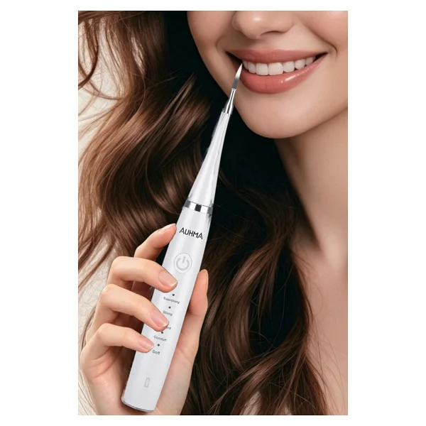 Auhma AMF14 Ultrasonik Diş Temizleme Cihazı Siyah 42.000 Titreşim/dk 5 Mod Ipx8 Su Geçirmez Type-C Şarj Diş Taşı Temizleyici & Plak Temizleme Seti - Görsel 4