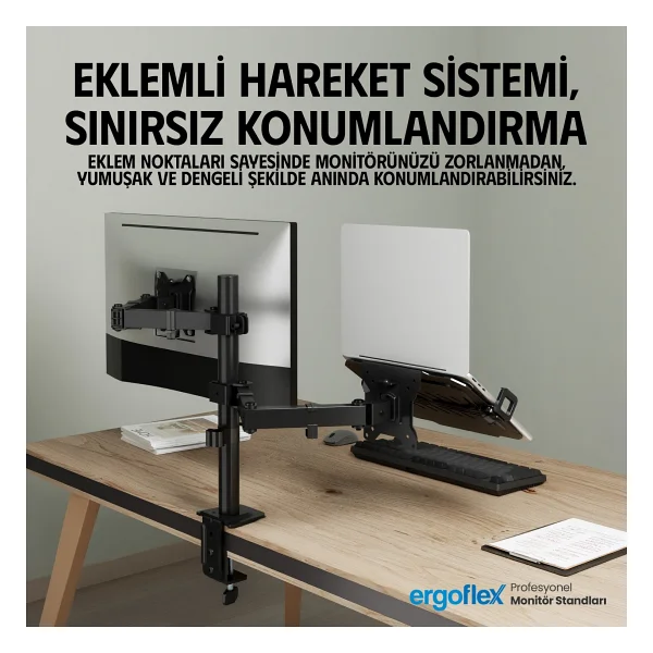 Ergoflex EF74 13-32 inç İki Kollu Monitör Standı - Görsel 8