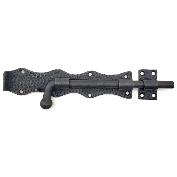 Antika Tarz Dekoratif Pirinç Dövme Kapı Sürgüsü - 20cm, Oksit - Görsel 2