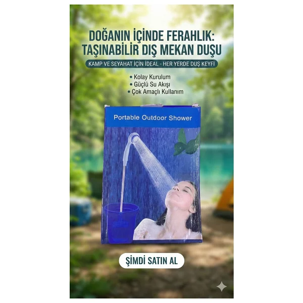 Taşınabilir Şarjlı Seyyar Duş Seti Pompa - Hortum - Duş Başlığı - Görsel 4