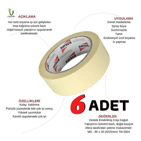 Dayson Maskeleme Bandı 6 Adet - Çok Renkli - Görsel 5