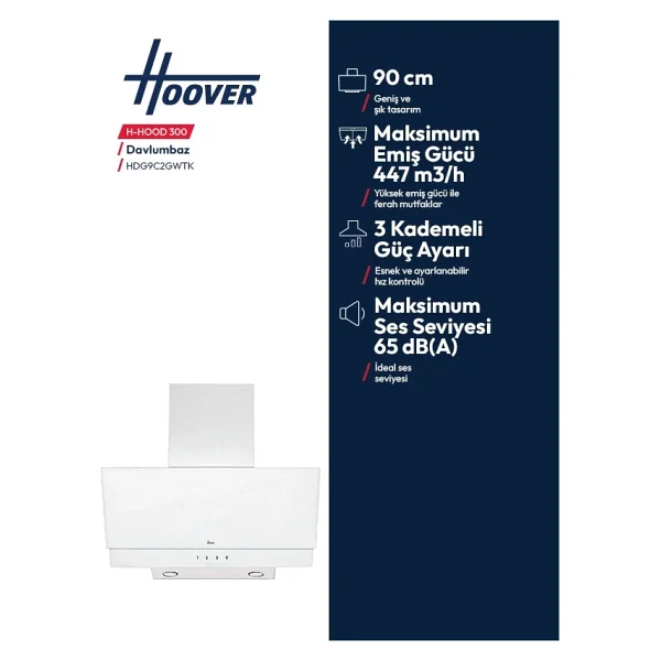 Hoover HDG9C2GWTK 90 cm Duvar Tipi Davlumbaz - Görsel 5