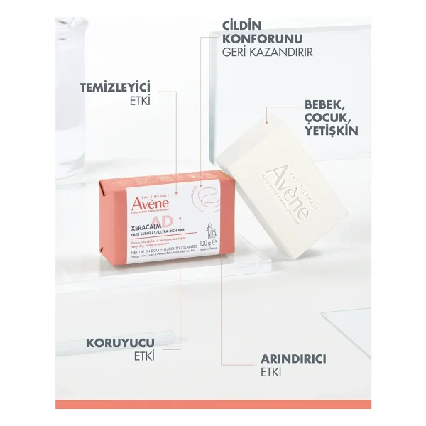 Avene XeraCalm A.D Ultra Rich Cleansing Bar 100 gr Sabun - Görsel 4