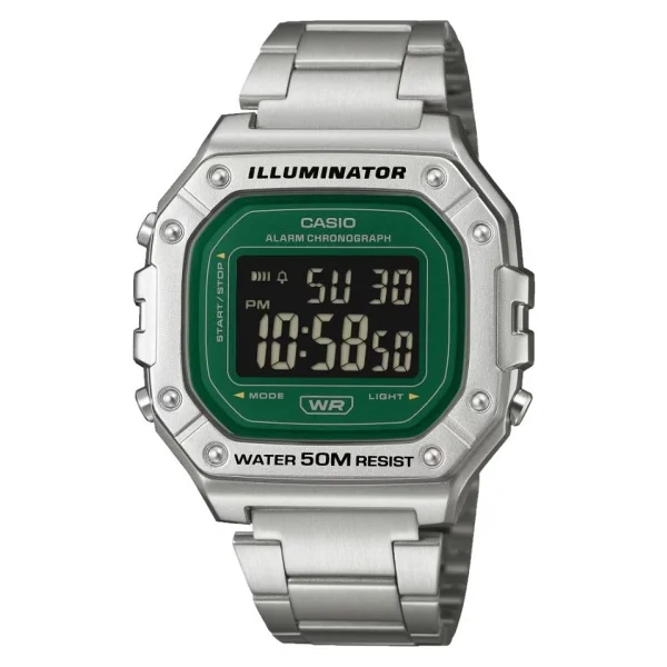 Casio Standart W-218HD-3AVDF Çelik Kordon Yeşil Erkek Kol Saati - Görsel 2