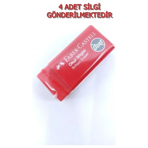 Faber-Castell 4 Adet Küçük Boy Kırmızı Renk Faber-Castell Okul Silgisi - Görsel 2