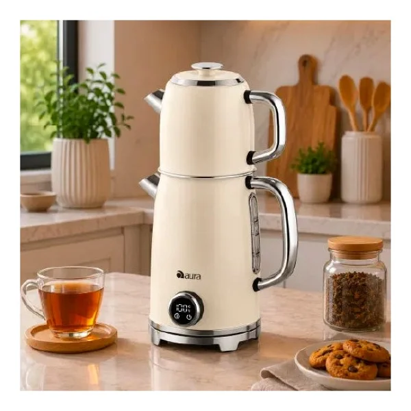 Aura Retro AU1001K 1850 W Krem Çay Makinesi - Görsel 4