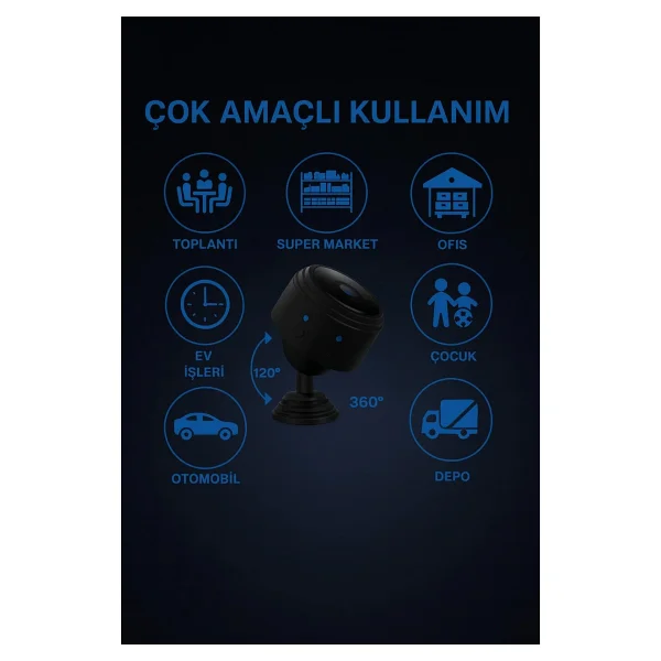 Dimute Shop Mini Kablosuz Wi-Fi Güvenlik Kamerası 1080P HD Çözünürlük İç & Dış Mekan Kullanımına Uygun - Görsel 2