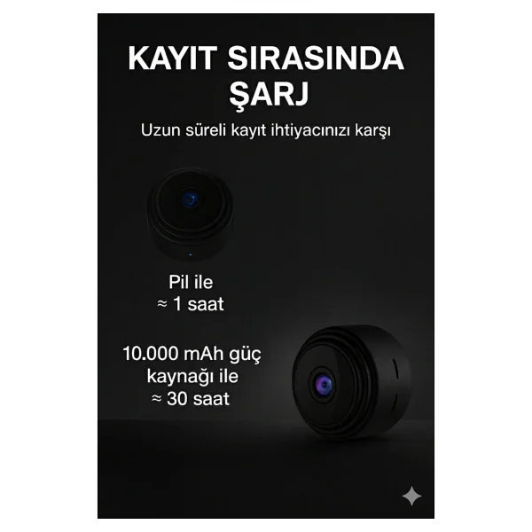 Dimute Shop Mini Kablosuz Wi-Fi Güvenlik Kamerası 1080P HD Çözünürlük İç & Dış Mekan Kullanımına Uygun - Görsel 4