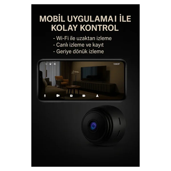 Dimute Shop Mini Kablosuz Wi-Fi Güvenlik Kamerası 1080P HD Çözünürlük İç & Dış Mekan Kullanımına Uygun - Görsel 5