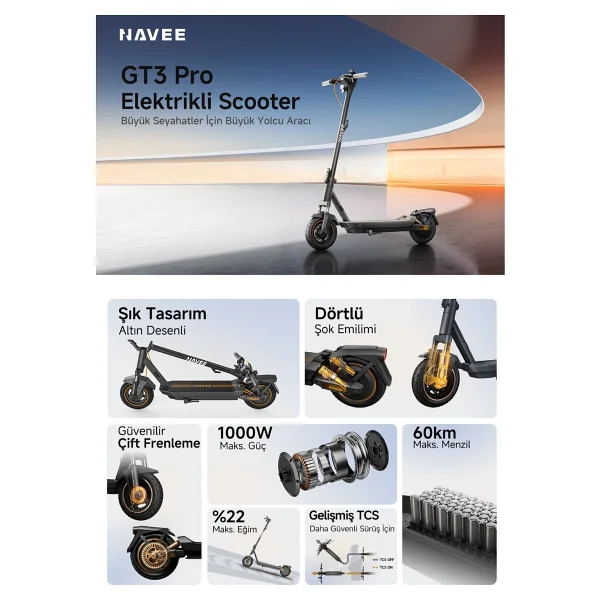 Navee GT3 Pro 1000 W Elektrikli Scooter - Görsel 2