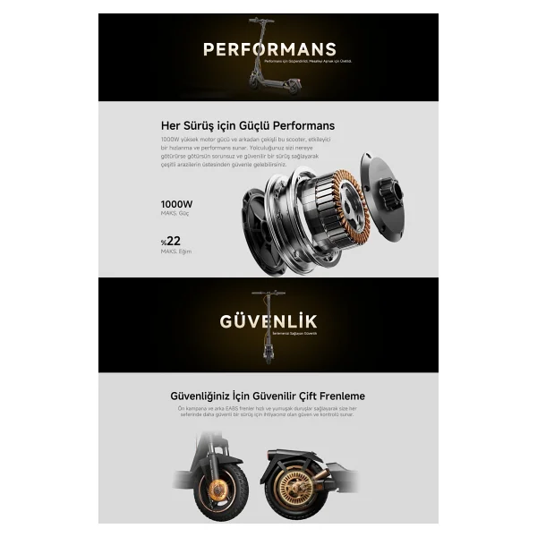 Navee GT3 Pro 1000 W Elektrikli Scooter - Görsel 4