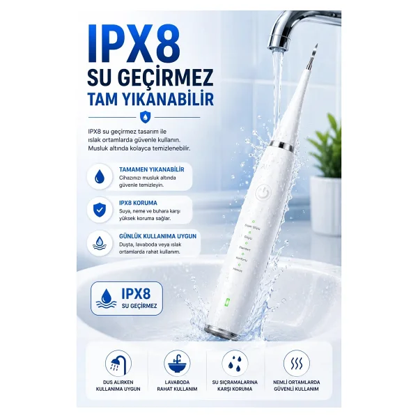 Robeve Auhma AMF14 Ultrasonik Diş Temizleme Cihazı Elektrikli Diş Fırçası Seti 42.000 Titreşim/dk 5 Akıllı Mod Ipx8 Su Geçirmez Diş Taşı Temizleyici, Plak Temizleyici, Ağız Aynalı 5 Başlıkllı - Be - Görsel 8