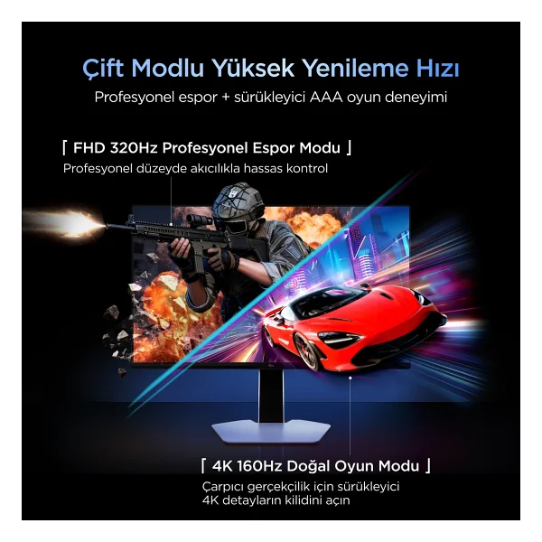 TCL 27C2A Pro QD-Mini 27" 1 ms 4K 160 Hz - Full HD 320 Hz Pivot Oyuncu Monitörü - Görsel 6