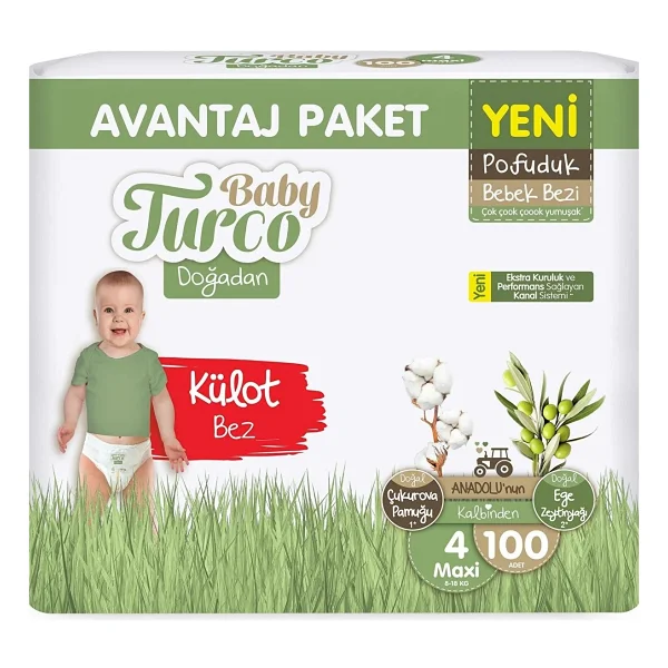 Baby Turco Doğadan Pofuduk 4 Numara Maxi 100'lü Külot Bez - Görsel 6