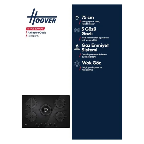 Hoover HVG7PB/TK Wok Gözlü Ankastre Ocak - Görsel 4