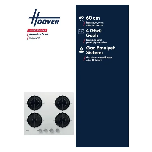 Hoover HVW6MW Beyaz Cam Ankastre Ocak - Görsel 9