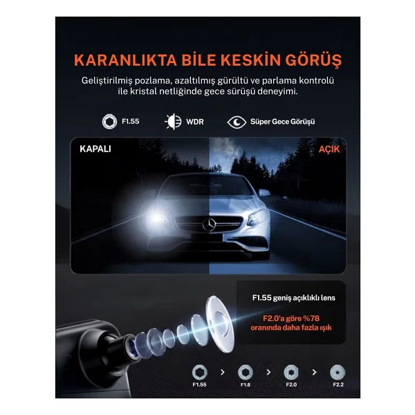 70mai S410 + RC15 Ön ve Arka Araç Kamerası Seti - Görsel 4