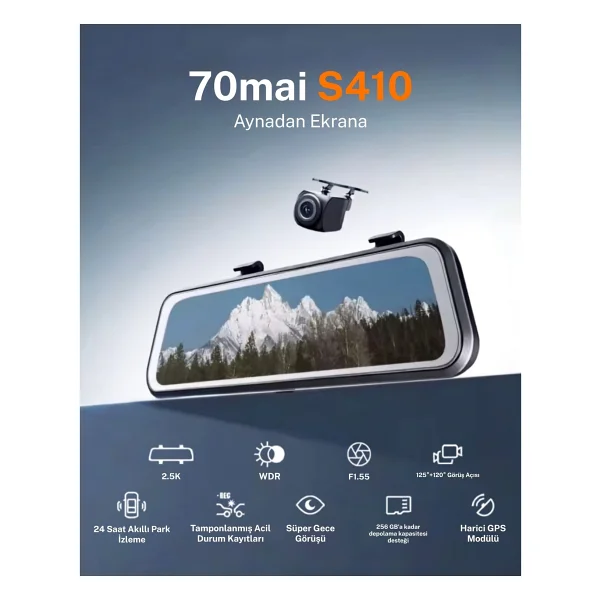 70mai S410 + RC15 Ön ve Arka Araç Kamerası Seti - Görsel 7
