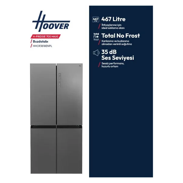 Hoover HHCR3818ENPL Gardırop Tipi No Frost Buzdolabı - Görsel 4