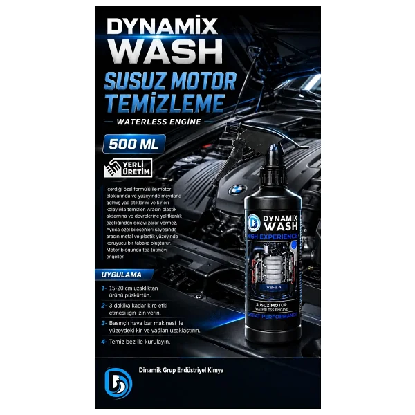 dynamix wash Susuz Motor Temizleme Ve Parlatma 500 ml - Kolay Kullanım - Zararsız - Görsel 6