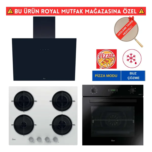 Hoover Morella Dijital Cam Siyah Ankastre Set (HO3158B+ HVW6MW Beyaz + HDG6C1GBTK) - Görsel 7