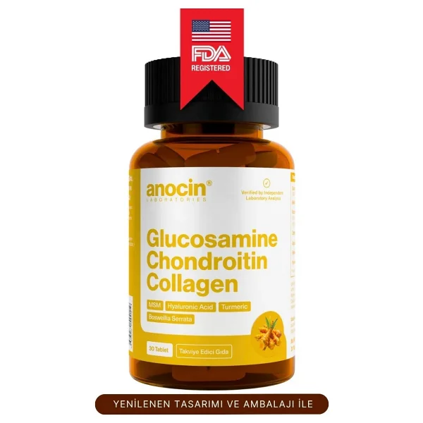Anocin Glukozamin 1500 mg Msm Kondroitin Glucosamine Collagen Complex 30 Tablet - Görsel 6