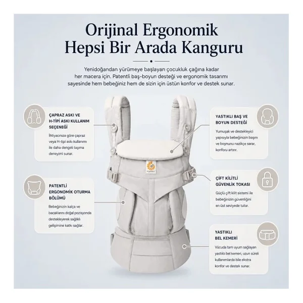 Ergobaby Omni Classic Mesh Pearl Grey Kanguru - Görsel 6