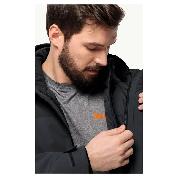 Jack Wolfskin Glaabach 3IN1 1115291-6001 Kapüşonlu Siyah Erkek Outdoor Mont - Görsel 6
