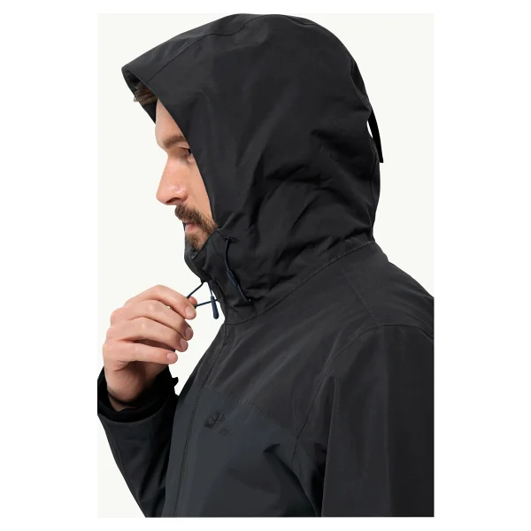 Jack Wolfskin Glaabach 3IN1 1115291-6001 Kapüşonlu Siyah Erkek Outdoor Mont - Görsel 7