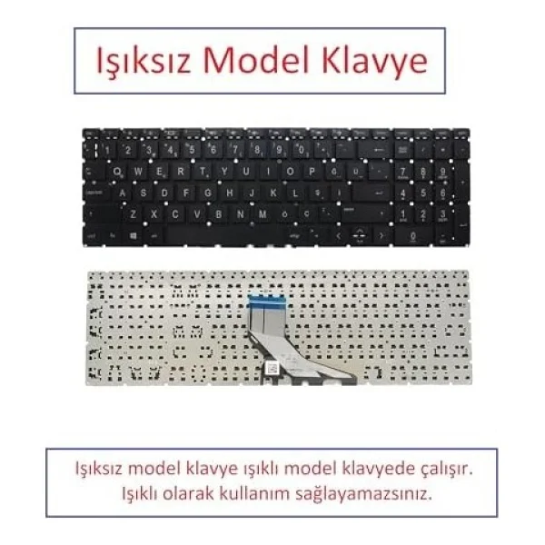 Notebook Klavye - Siyah-Işıksız - Pavilion - 15-Cs, 15-Cw, 15-Da, 15-Db, 15-Dk, 15-Dw, 15-Ec, 250 G7, 250 G8, 250 G9, 255 G7, 255 G8, 255 G9, 256 G7, 258 G7 Muadili ile Uyumlu - HP-120 - 001-Renkli - - Görsel 4