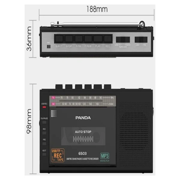 Panda 6503 25 W Kaset Çalar Çok Fonksiyonlu Portatif Radyo - Görsel 7