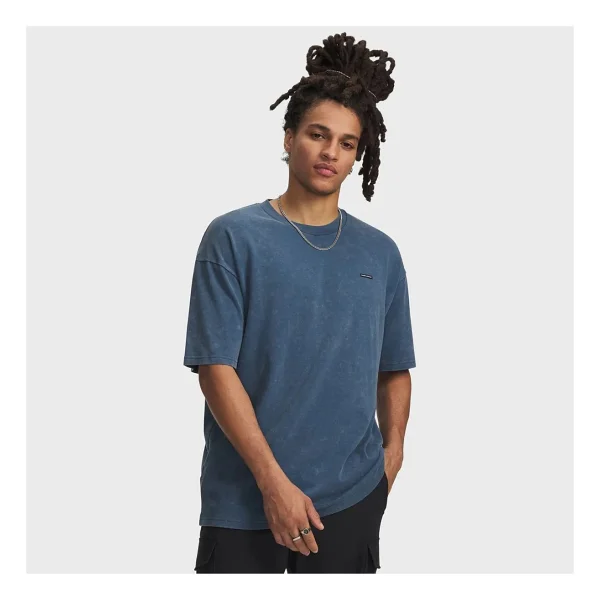 Under Armour Heavyweight Oversized Logo Wash 1389147-001 Siyah Kısa Kollu Erkek Tişört - Görsel 7
