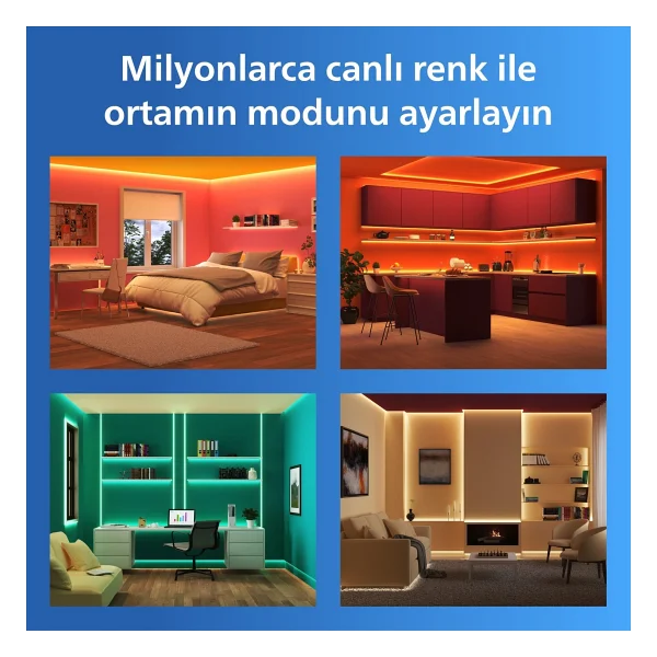 Philips Smart Lighting RGBIC LED Şerit 10 m (Type-C) - Google Home, Alexa, HomeKit ve Matter uyumlu - Görsel 5