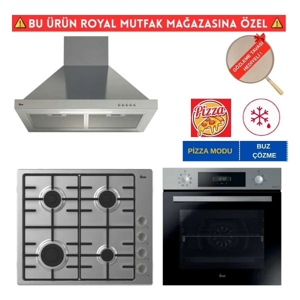 Hoover Empoli Inox Turbo Ankastre Set (HO3158IN+ HHW6LMX Emaye + HCH6MXTK ) - Görsel 7