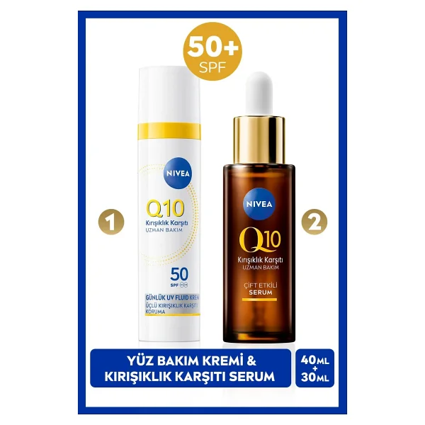Nivea Q10 Spf50 Güneş Koruyucu Yüz Bakım Kremi 40ml Ve Çift Etkili Cilt Serumu 30ml - Görsel 5