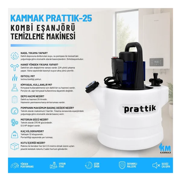 Kammak Prattik-25 Kombi Eşanjör Temizleme Makinesi - Görsel 6