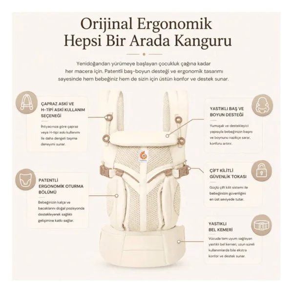 Ergobaby Omni Classic Mesh Luminous Ivory Kanguru - Görsel 6
