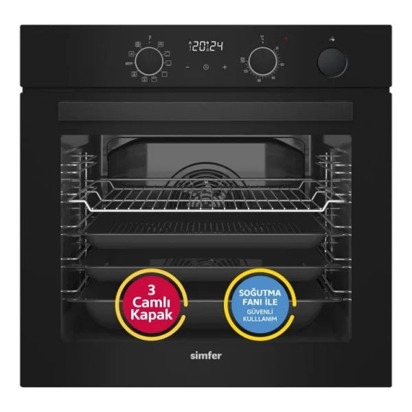 Simfer 8244 Steam Master Siyah Ankastre Fırın - Görsel 2