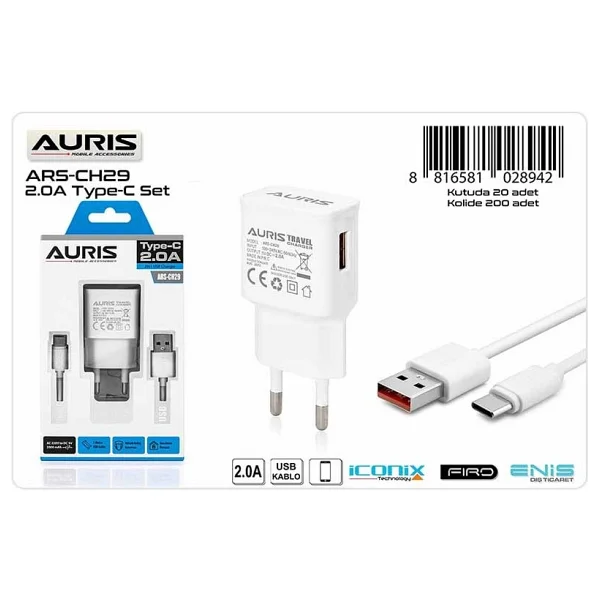Auris ARS-CH29 Type-C Kablolu Hızlı Şarj Aleti - Görsel 3