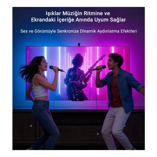 İdragon Tv Sync Rgbıc Ambilight LED Tv Arka Aydınlatma, 3.8 Metre, Mobil Uygulama ve Kumanda Kontrollü, Müzik Senkronizasyonlu, 55-65 Inç Tv Uyumlu DX23014 - Görsel 6
